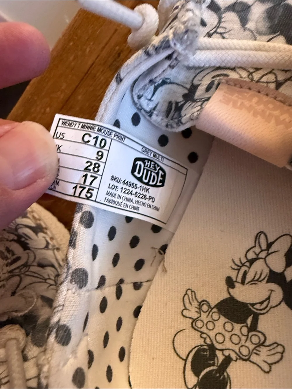 Disney Hey Dudes Gray and White Minnie Mouse for Kids